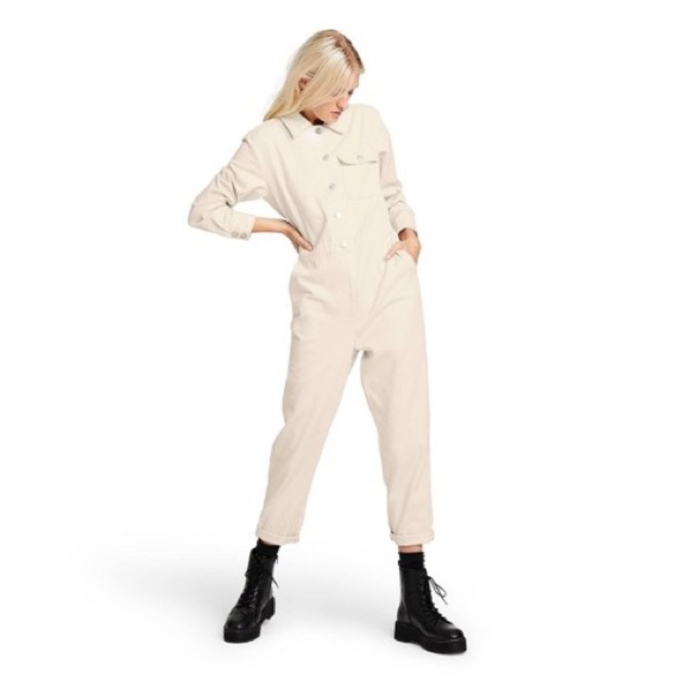 Medium cream denim jump suit